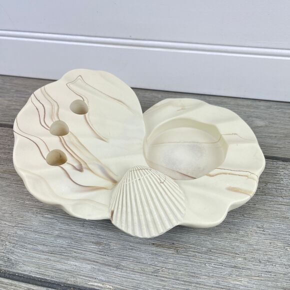 Vtg DINA Marbled Soapstone Vanity Set Soap Dish Toothbrush Holder Towel Holder - Picture 2 of 10